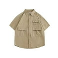 thumbnail image 1 of Mens T-shirts Men's Short Sleeve Shirt With Multiple Pockets For Casual Sports And Leisure Activities Versatile Spring And Summer For Everyday Wear Workout Clothes Neck Yoga Mens Long Khaki 2XL, 1 of 9