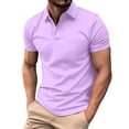 thumbnail image 1 of Mens T-shirts Men's Spring And Autumn Casual Button Down Solid Color Plus Size Shirt Short Sleeve Sleeve Shirt Long Workout Set Scrub Mens All Long T Men Active Western Shirts Purple M, 1 of 3