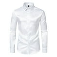 thumbnail image 1 of Mens T-shirts Mens Fashion Trend Solid Satin Long Sleeve Shirt Set Wear Large Long Sleeve Tight Shirt Men Casual Lightweight Tops Scrub Compression Sleeves Men 's Tee White L, 1 of 8