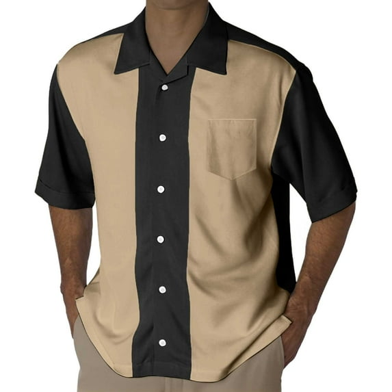 Mens T-shirts Mens Summer Thin Striped Vertical Stripes Casual Short Sleeve Shirt Men's Shirt Stylish Shirts Men Short Sleeve Athletic Top Pack Long Men Long S T Soft Khaki L