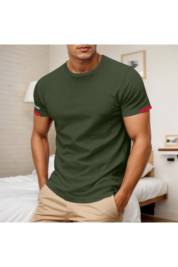 Mens T-shirts Short Sleeve Crewneck Tops Solid Marathon Election Race Night Running Sporty Casual T Shirts for Man GN1 L