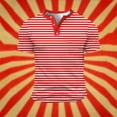 thumbnail image 1 of Mens T-shirts Short Sleeve Striped Button Down T Shirt Casual Party Crewneck Breathable Daily Celebrations Tees Red L, 1 of 3