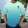 thumbnail image 1 of Mens T-shirts Short Sleeve Summer Gradient Color Print T Shirt Breathable Casual Daily Wear Outdoor Beach Tees Sky Blue S, 1 of 4