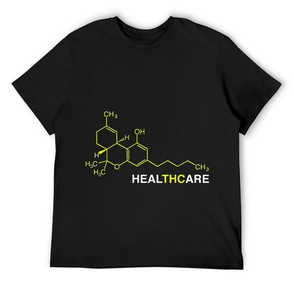 Mens THC Healthcare Cannabis Medical Marijuana T-Shirt Black S