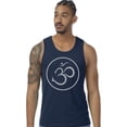 thumbnail image 1 of Mens THIN OM 100% Cotton Yoga Tank Top Shirt, Small Midnight Navy, 1 of 5