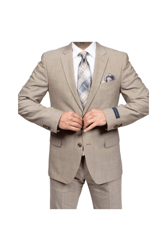Mens TOMMY HILFIGER Suit Wool Blend 2 Button Side Vent Shark Texture 0106 Tan