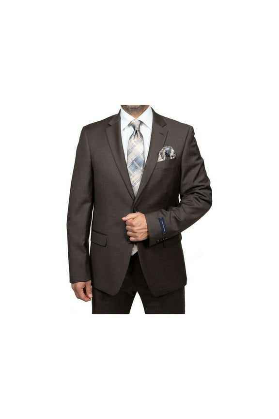 Mens TOMMY HILFIGER Suit Wool Blend 2 Button Side Vent Shark Texture 0132 Brown