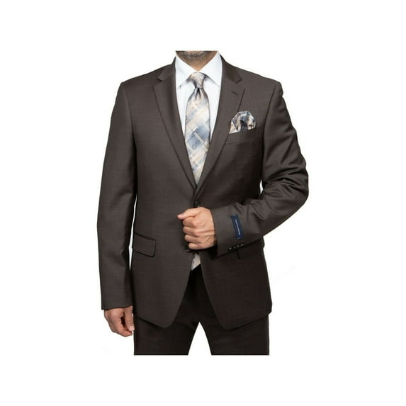 Mens TOMMY HILFIGER Suit Wool Blend 2 Button Side Vent Shark Texture 0132 Brown