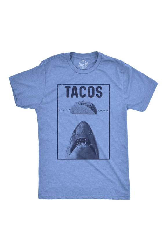 Mens Tacos Shark T Shirt Funny Jaws Tee for Guys Graphic Tees