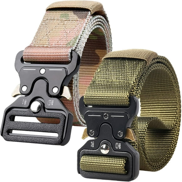 Mens Tactical Belt, Military Hiking Rigger Safety Nylon Work Waist Belt with Heavy Duty Quick Release Buckle