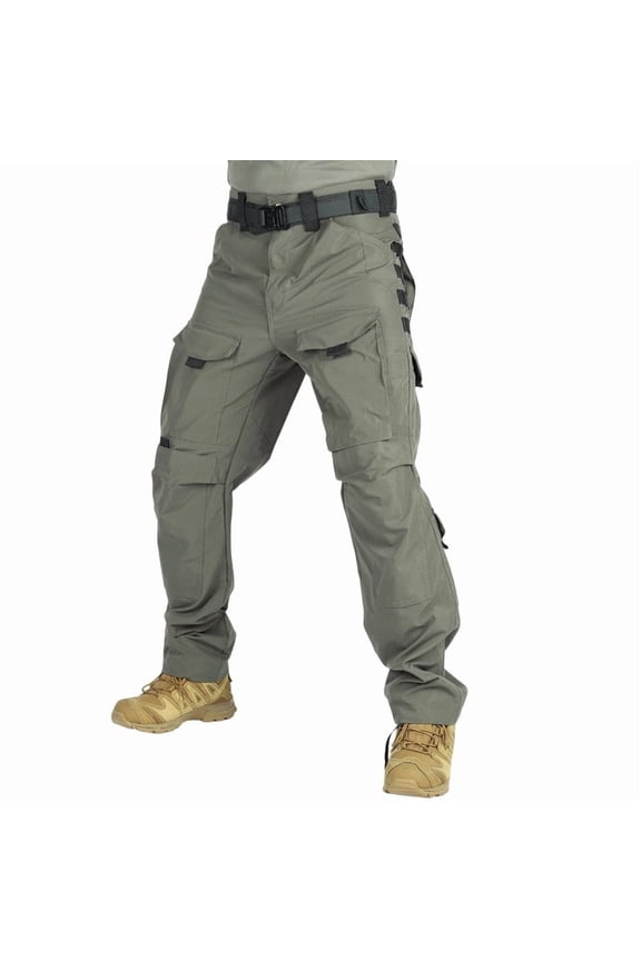 Mens Tactical Cargo Pants Plain Multi-Pocket Waterproof Hiking Pants Casual Outdoors Green L