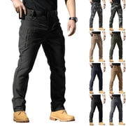 Mens Cargo Pants Ripstop Combat Trousers Lightweight Outdoor Work Hiking Pants Black L