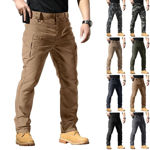 Mens Tactical Cargo Pants Ripstop Combat Trousers Lightweight Outdoor Work Hiking Pants Brown 3XL