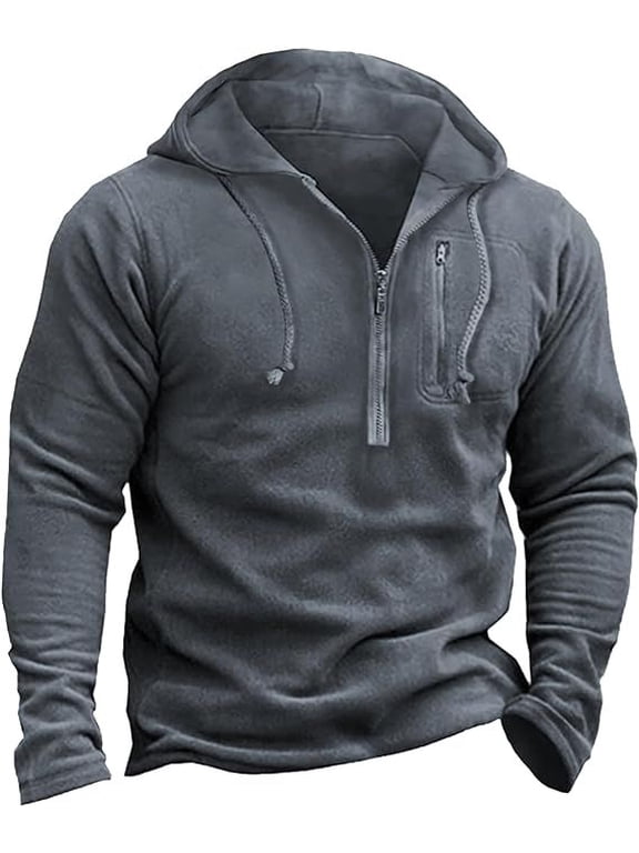 Mens Tactical Fleece Jackets Quarter Zip Military Jackets Winter Outdoor Stylish Warm Pullover Coat Men-M