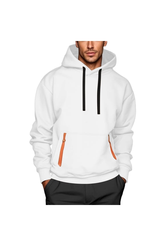 Mens Tactical Hoodie Long Sleeve Drawstring Pullover Tops Zipper Pockets Solid Color Hooded Sweatshirts Workout Pullover Sweatshirt Fall Fashion 2025 Pullover Sweaters Winter Clothes