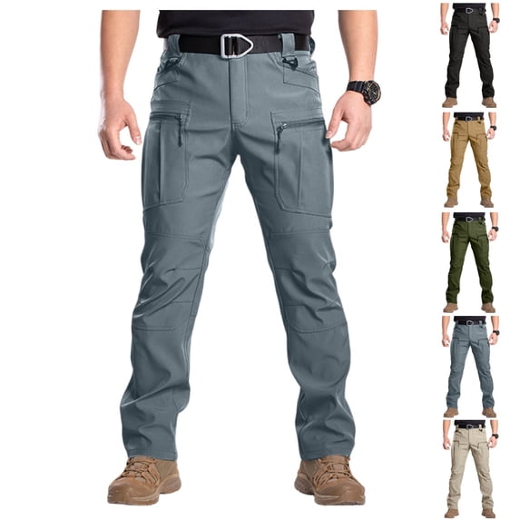 Mens Tactical Pants Quick Dry Ripstop Cargo Casual Trousers Travel Camping Hiking Work Pants with Zippered Pockets