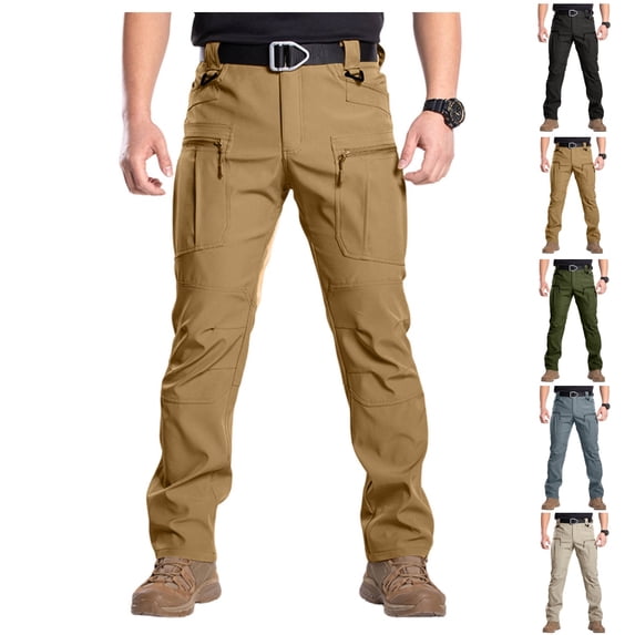 Mens Tactical Pants Quick Dry Ripstop Cargo Casual Trousers Travel Camping Hiking Work Pants with Zippered Pockets