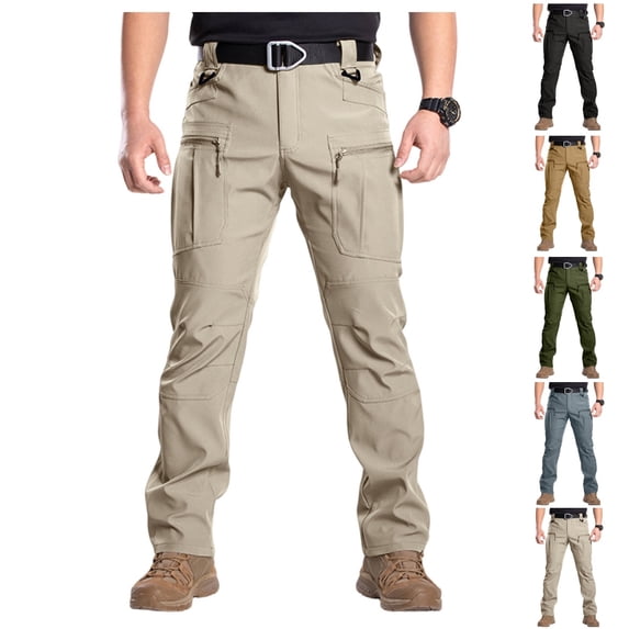 Mens Tactical Pants Quick Dry Ripstop Cargo Casual Trousers Travel Camping Hiking Work Pants with Zippered Pockets
