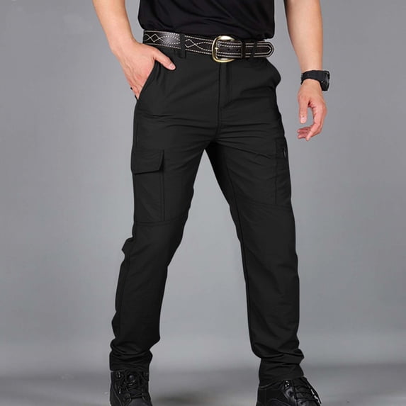 Mens Tactical Pants Ripstop Cargo Work Pants with Pockets Water Resistant Breathable Hiking Pants Black S