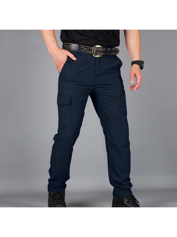 Mens Tactical Pants Ripstop Cargo Work Pants with Pockets Water Resistant Breathable Hiking Pants Navy M