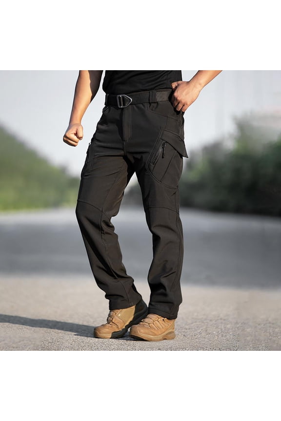 Mens Tactical Pants Ripstop Insulated Work Pants Big and Tall Waterproof Winter Cargo Pant with PocketsBlack XL