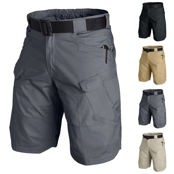 Mens Tactical Shorts Waterproof Hiking Fishing Breathable Quick Dry Cargo Pants Multi Pockets 12# Gray XL