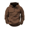 thumbnail image 1 of Mens Tactical Work Hoodies Long Sleeve Drawstring Hood 1/4 Button Pullover High Neck Casual Workout Sweatshirts, 1 of 6