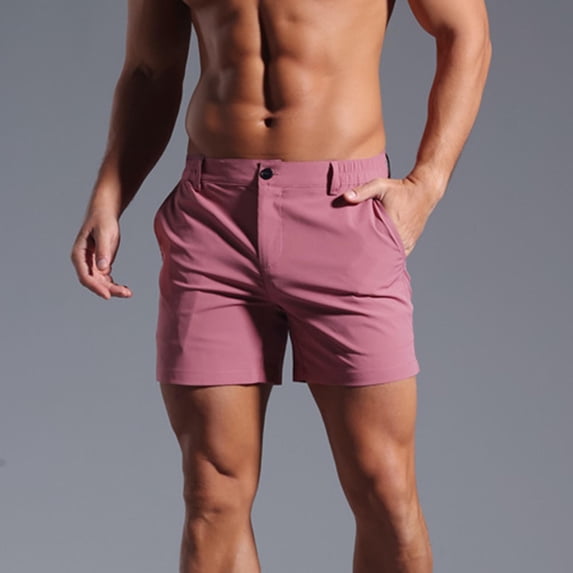 Mens Tailored Solid Shorts, Slim Leg, Breathable Cotton, Summer Urban Casual, Office & Weekends