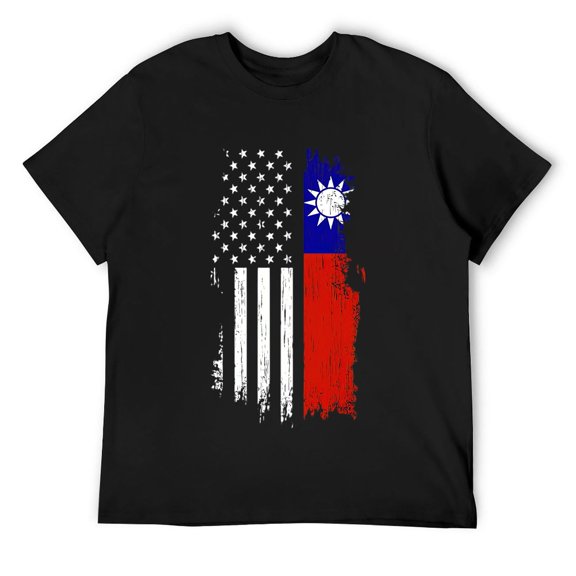 Mens Taiwanese American Flag - Pride Taiwan USA Short Sleeve T-Shirt Black