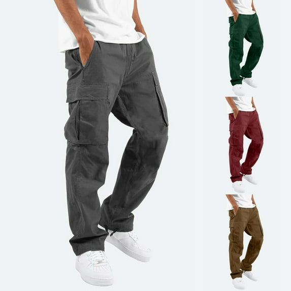 Mens Tall Sweatpants Drawstring Cargo Pants for Men Men Solid Casual Multiple Pockets Outdoor Straight Type Fitness Pants Cargo Pants Trousers