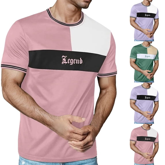 Mens Tall T Shirts Short Sleeve Big and Tall Summer Vacation Tops Oversized Printing Round Neck Summer Vacation Basic T Shirts