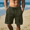 thumbnail image 1 of Mens Tan Cargo Shorts, Multi - Pockets, Belted Waist, Summer Beach Vacations & Outdoor Work, 1 of 6