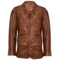 thumbnail image 1 of Mens Tan Leather Vintage Blazer Jacket-Dursley in Tan, 1 of 5