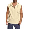 thumbnail image 1 of Mens Tank Top Beach Baggy Cotton Linen Solid Button Beach Sleeveless Hooded Shirt Tank Tops Blouses, 1 of 9