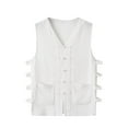 thumbnail image 1 of Mens Tank Top Beach Men Casual Solid Waistcoat Cotton And Linen Undershirt Vintage Buckle Sleeveless, 1 of 8