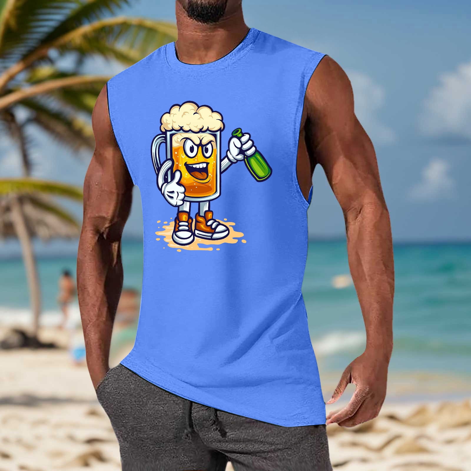 Mens Tank Top Big and Tall Tank Tops for Men Summer Casual Printed