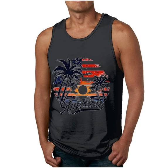 Mens Tank Top Funny Sleeveless Crewneck Graphic T Shirts Casual Beach Summer Athletic Muscle Lightweight Vest Black L