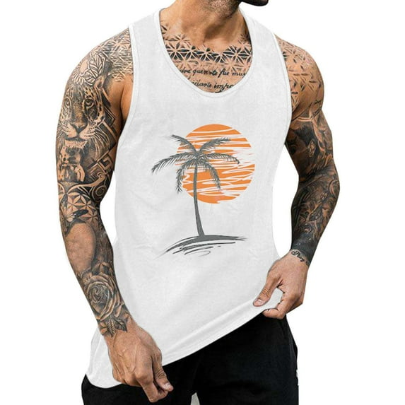 Mens Tank Top Hawaii Vacation Digital Printing Loose Relaxed Daily Loose Fit Breathable Refreshing Workout Tanks Sizes 4XL