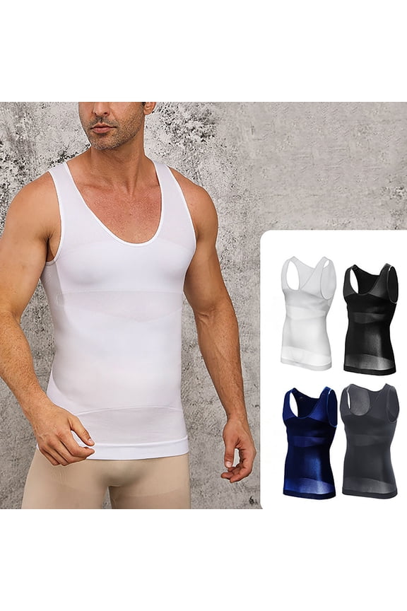 Mens Tank Top Pack Tank Top Under Shirt For Men Men Tank Tops Undershirt Men's Solid Color Mesh Body Shaping Stretch Leisure Fitness Sports Slim Tank Gray L