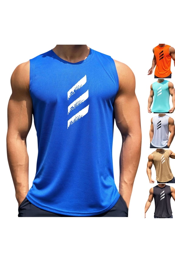 Mens Tank Top Pack Tank Top Under Shirt For Men Men Tank Tops Undershirt Men's Casual Mesh Round Neck Pullover Sports Sleeveless Fashion Orange XXL