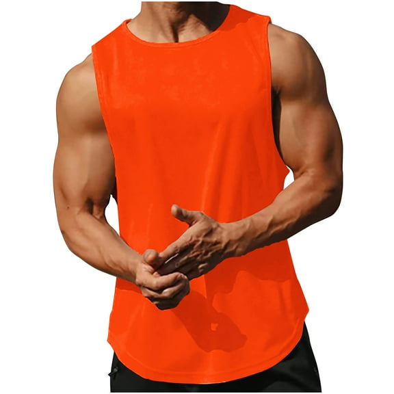 Mens Tank Top Qiggri Men's Tank Top Cotton Muscle Workout Gym Shirts Moisture Wicking Lightweight Summer Casual Sleeveless Shirts Compression Tank Top