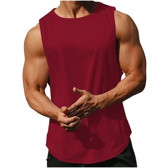 Mens Tank Top Qiggri Men's Tank Top Cotton Muscle Workout Gym Shirts Moisture Wicking Lightweight Summer Casual Sleeveless Shirts Compression Tank Top