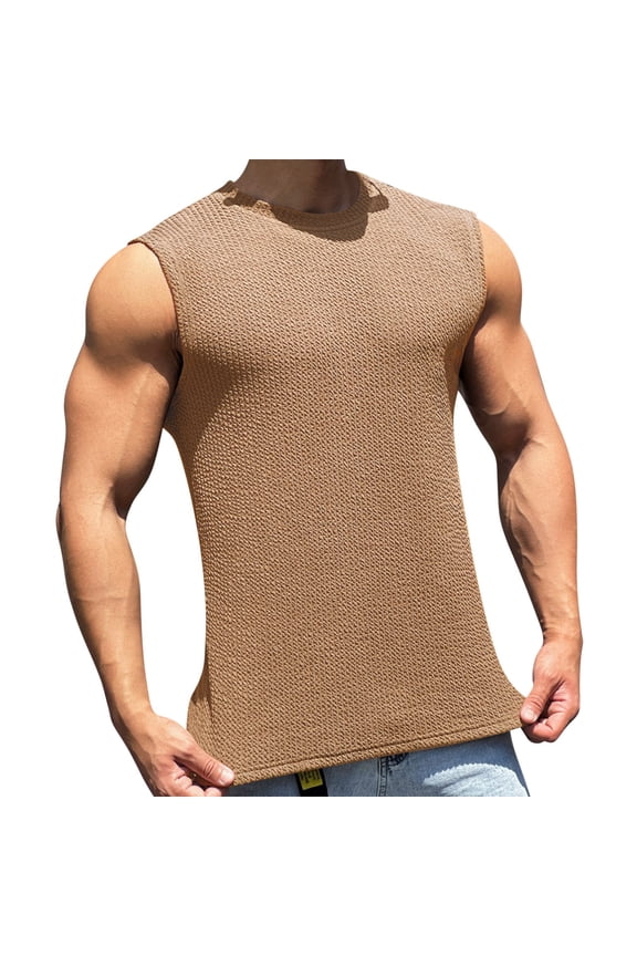 Mens Tank Top Qiggri Solid Color Men's Round Neck Pullover Shirt With Snake Pattern Bottom Sports And Fitness Top Sleeveless Wide Shoulder Round Neck Sleeveless Top