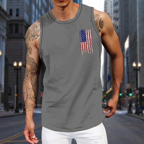 Mens Tank Top Slim Fit Comfortable Crew Neck Sleeveless Tees Lightweight Relaxed Summer Daily Wear Grey Size M