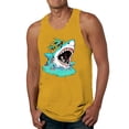 thumbnail image 1 of Mens Tank Top Summer Casual Sleeveless Cartoon Shark Print Tees Loose Comfortable Running Summer Beach Lightweight Vest Yellow XL, 1 of 3
