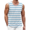 thumbnail image 1 of Mens Tank Top Summer Sleeveless Striped T Shirts Crewneck Athletic Casual Loose Workout Athletic Breathable Vests Light Blue XL, 1 of 4