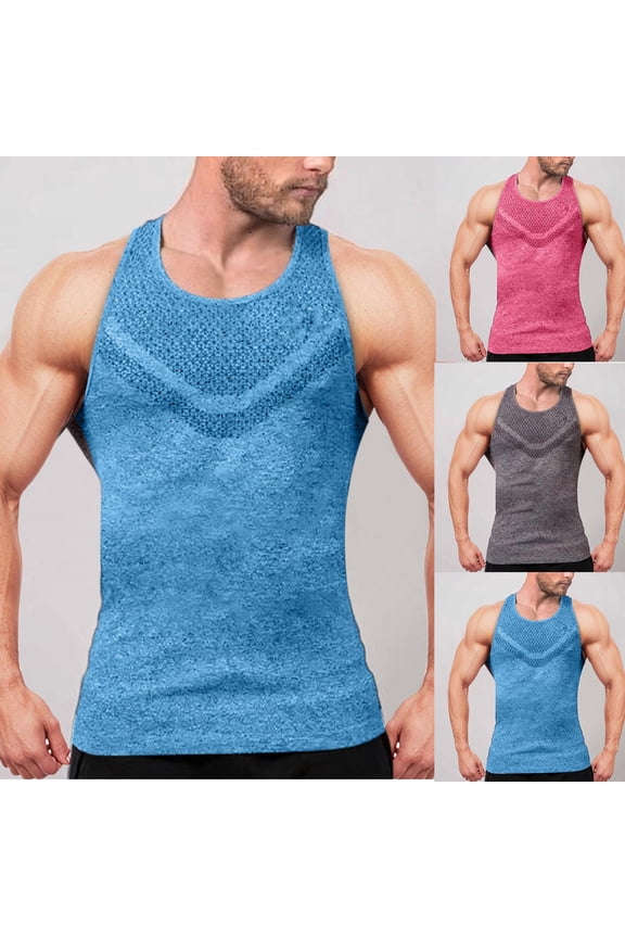 Mens Tank Top Undershirt Men's Knitted Vertical Stripe Fitness Sports Leisure Slim Tank Men's I-shaped V-neck Wide Shoulder Tank Gray XXXL