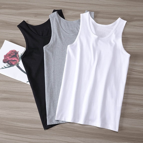 Mens Tank Top Undershirts Men's Tank Top Men's Tank Top Undershirt Men's Fashion Comfy Solid Short Sleeve Round-Neck Regular Pullover Tank Gray XXL