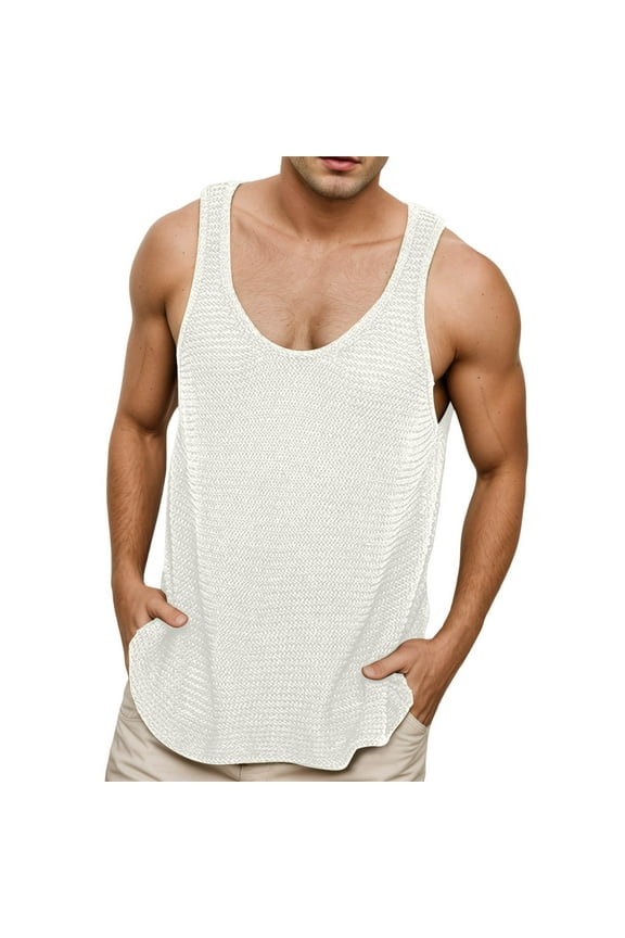 Mens Tank Tops Athletic Workouts Comfortable Breathable Versatile Fitness Apparel Spring Summer White Shirts XL