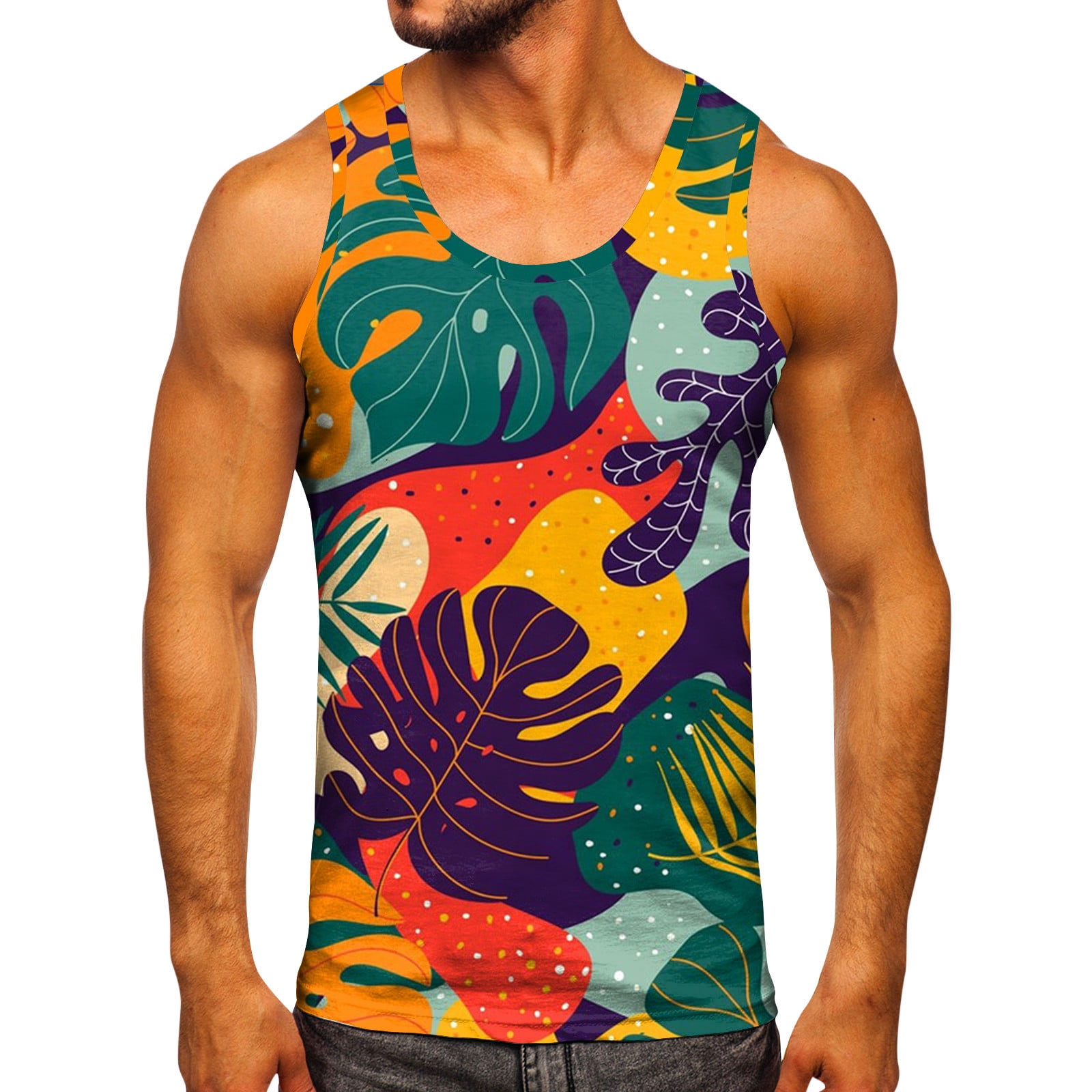 Mens Tank Tops Beach Summer Vacation Beach Hawaii Digital 3D Printed